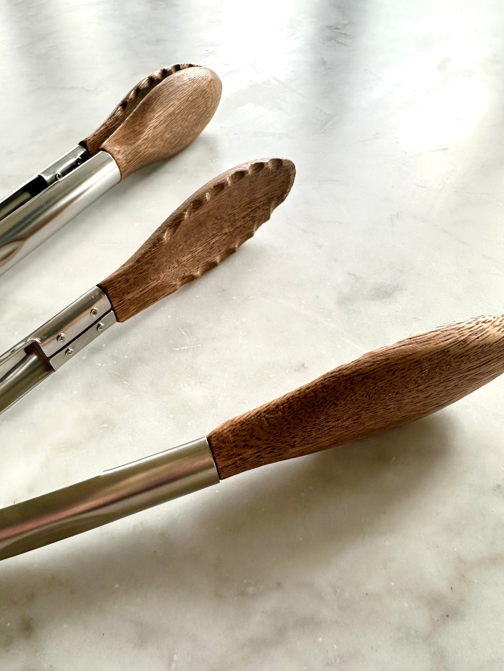 Carmel Acacia Wood Kitchen Tongs - 12" & 15" Set Busa Designs