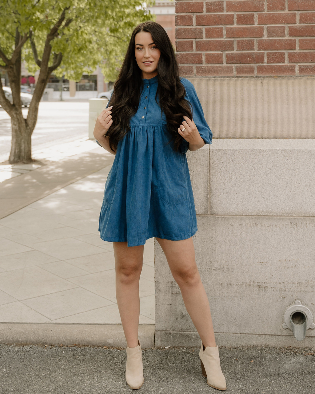 Sutton Corduroy Dress - Teal Indie & Co.
