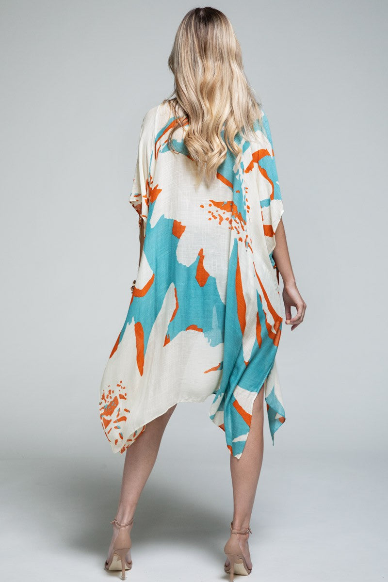 Ocean Bloom Kimono Wrap Aquamarine Fitkitty Culture Athleisure Wear, Yoga Wear & Women's Clothing