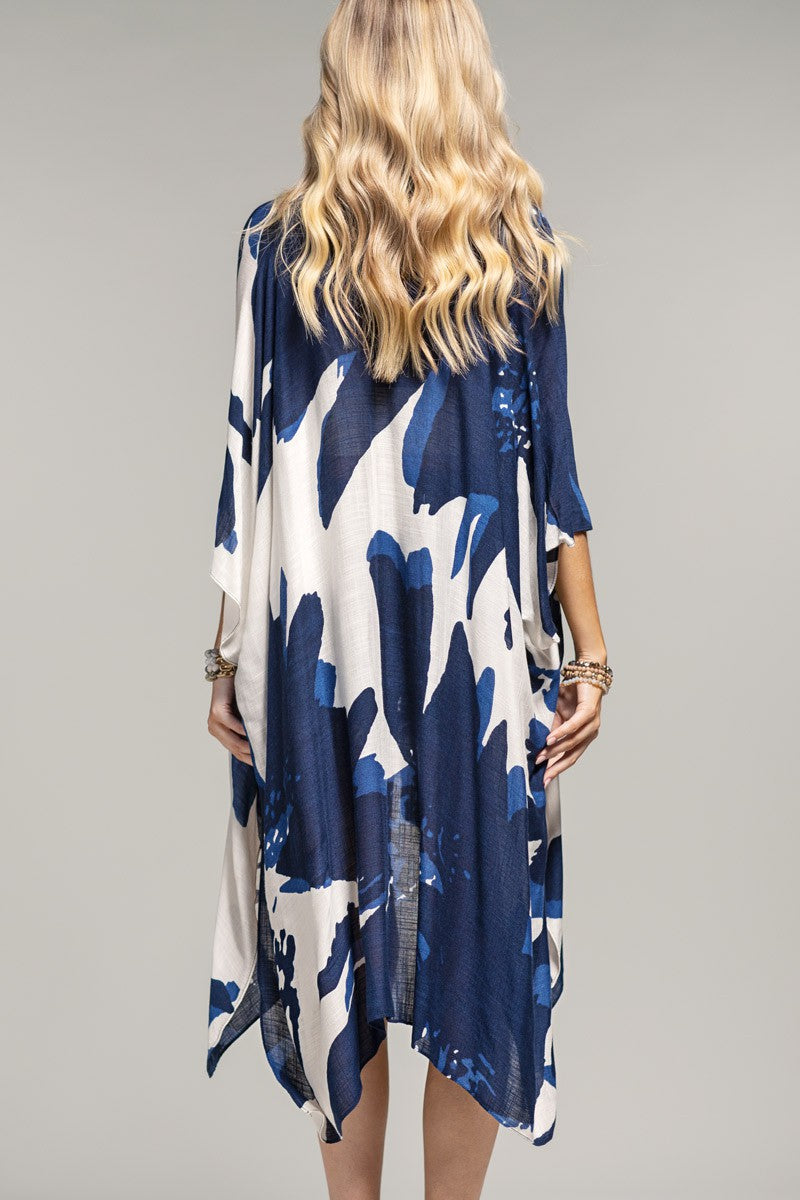 Ocean Bloom Kimono Wrap Navy Fitkitty Culture Athleisure Wear, Yoga Wear & Women's Clothing