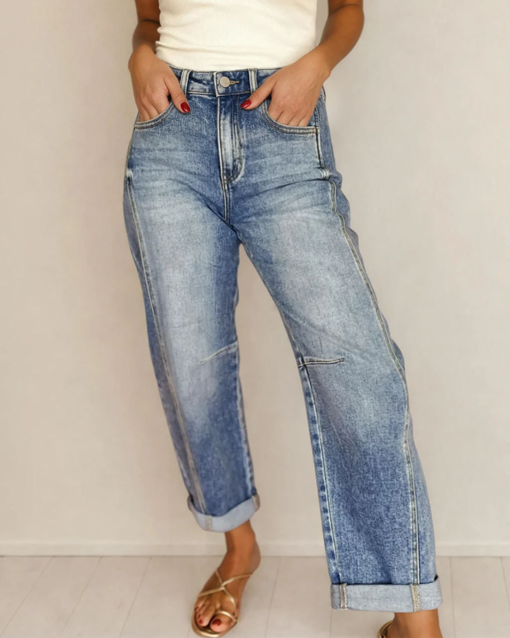 Blythe Vintage Washed Seam Detail Jeans Indie & Co.