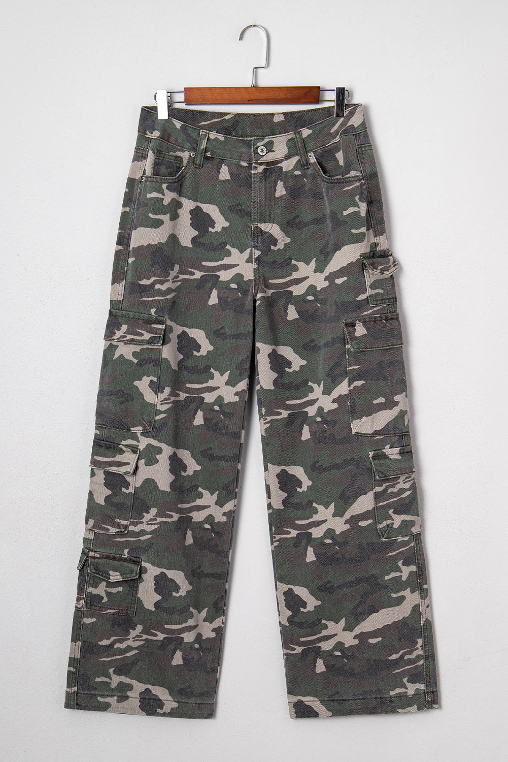 Peyton Camo Wide-Leg Multi-Pocket Cargo Jeans Indie & Co.