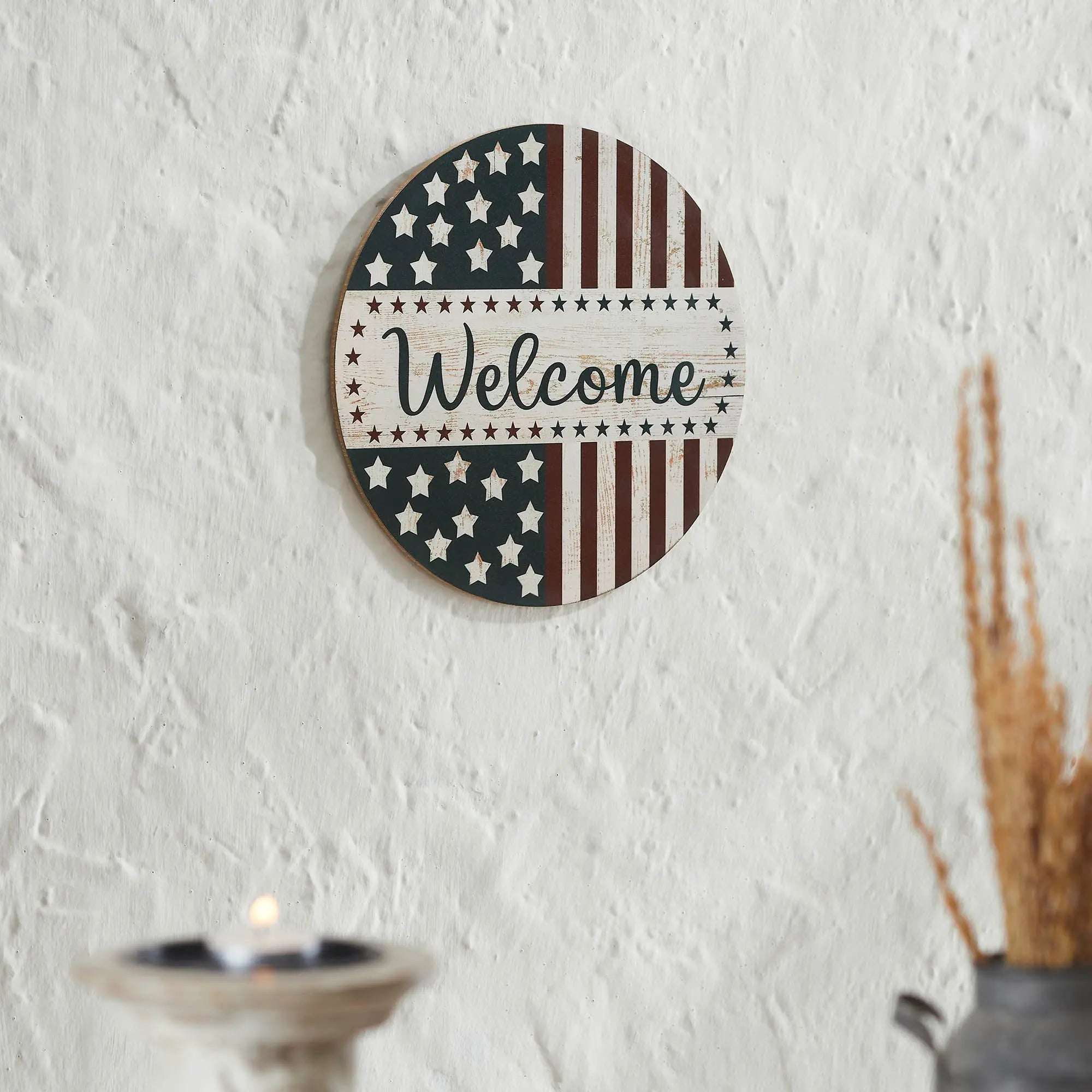 PATRIOTIC WELCOME SIGN Americana Front Door Decor AllyBay VHC Brands