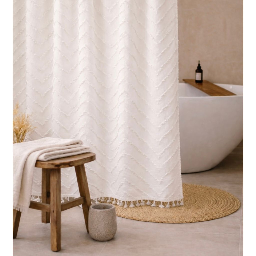 Capri Tufted Chevron Shower Curtain Busa Designs