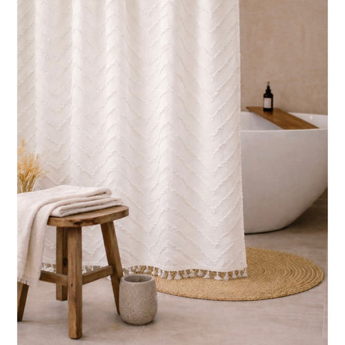 Capri Tufted Chevron Shower Curtain Busa Designs