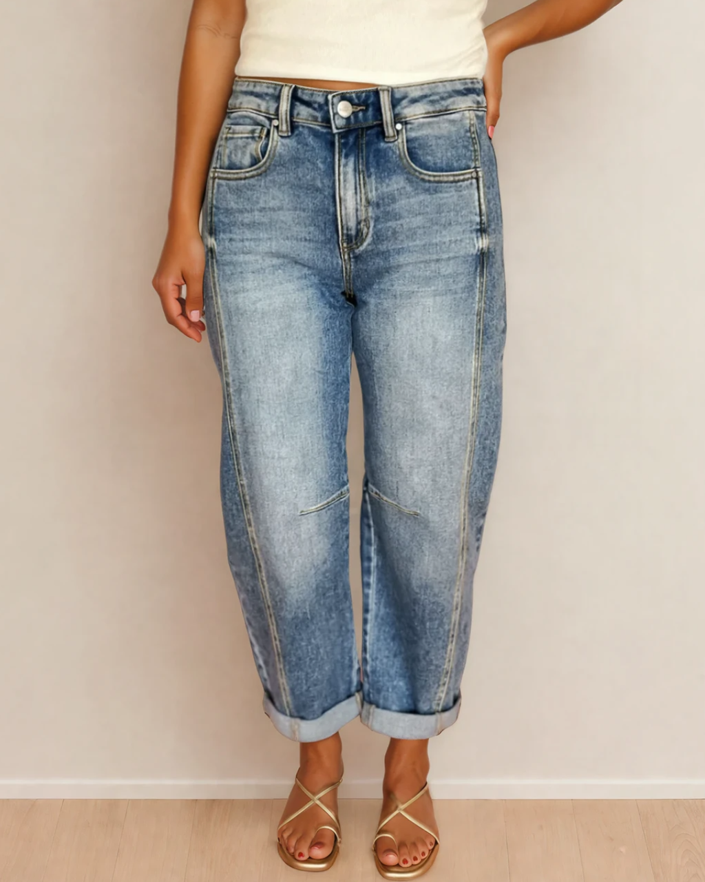 Blythe Vintage Washed Seam Detail Jeans Indie & Co.