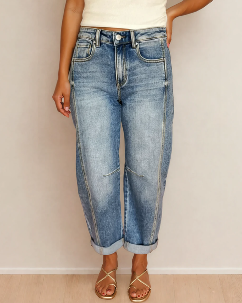 Blythe Vintage Washed Seam Detail Jeans Indie & Co.