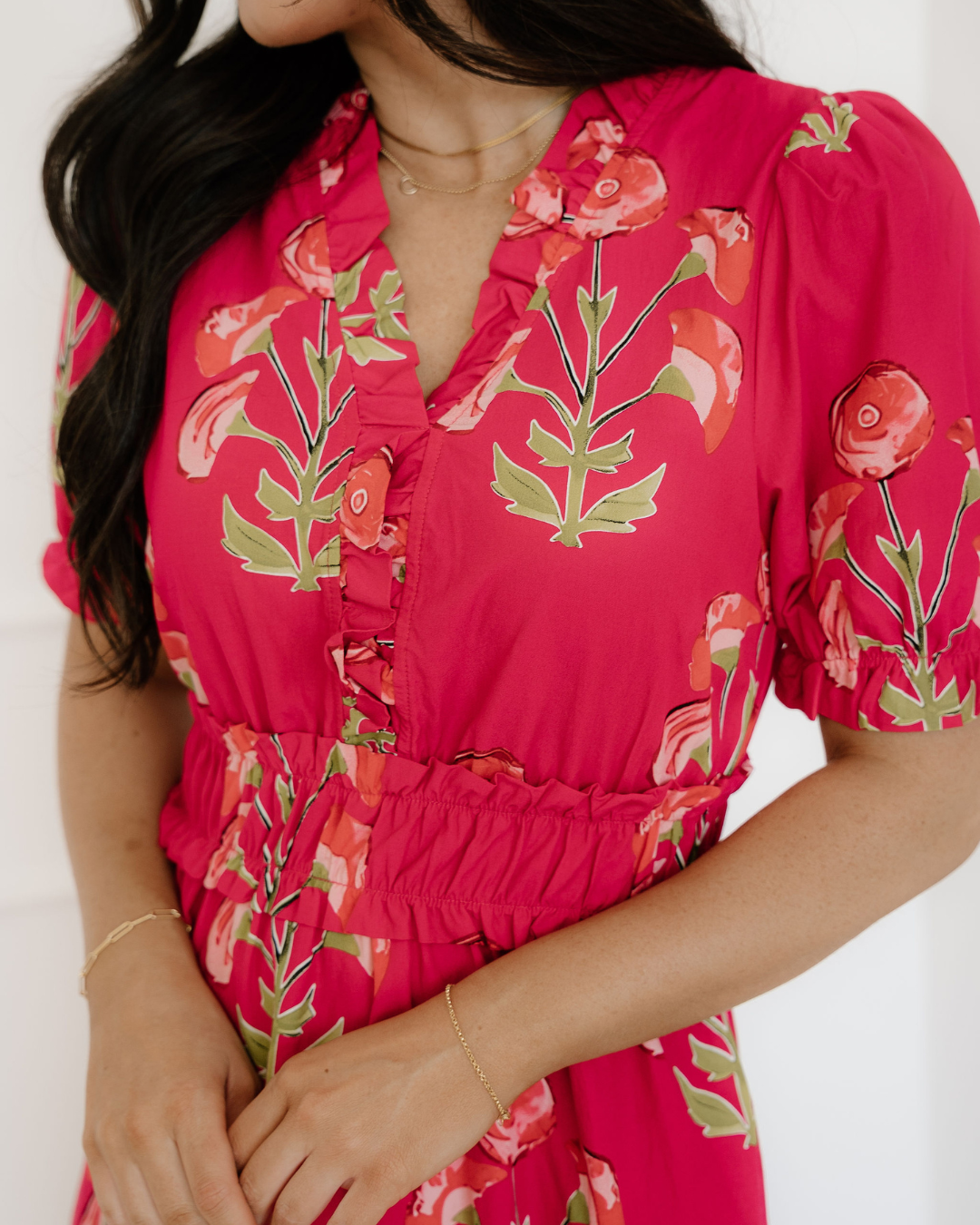 Neve Romantic Ruffle Floral Maxi Dress