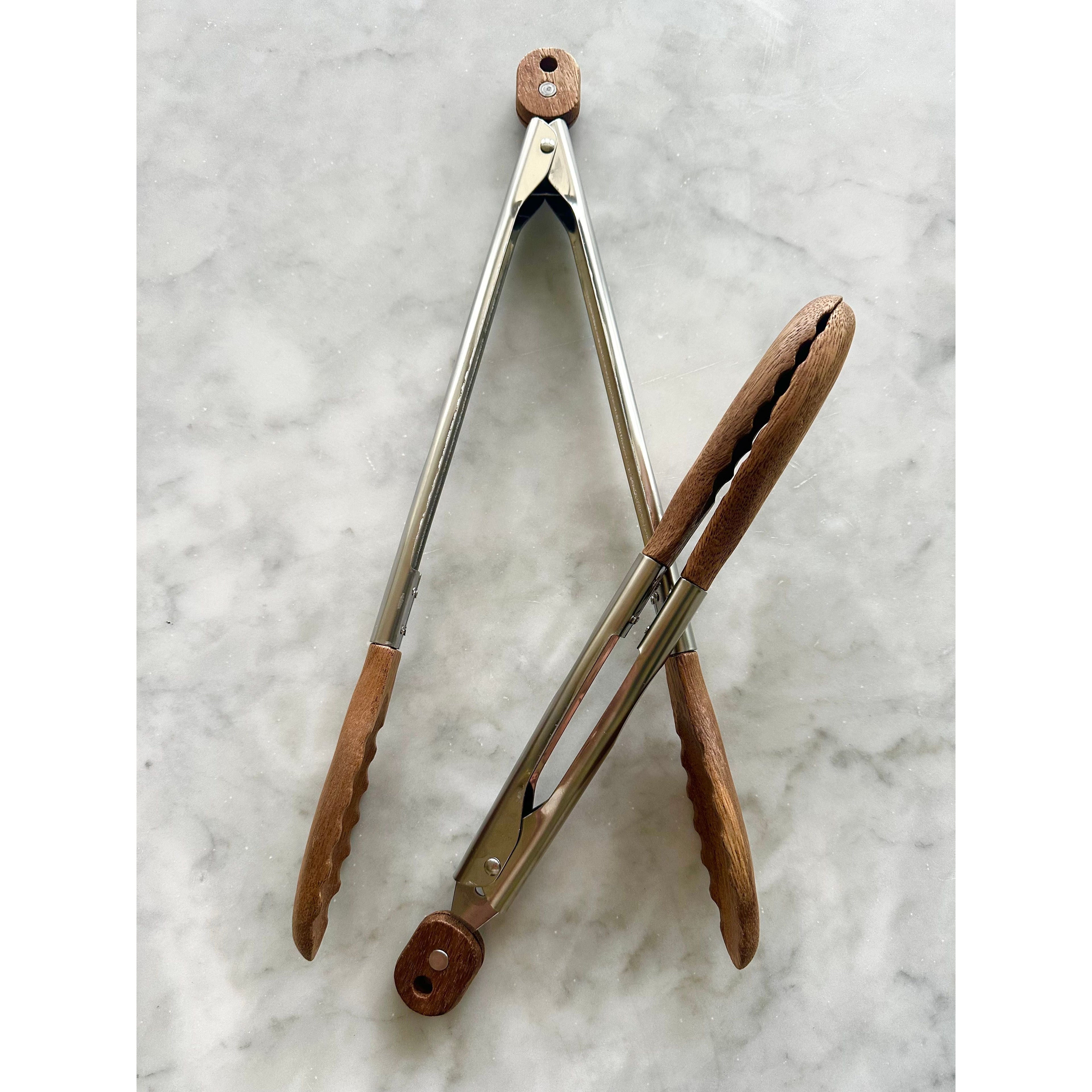 Carmel Acacia Wood Kitchen Tongs - 12" & 15" Set Busa Designs