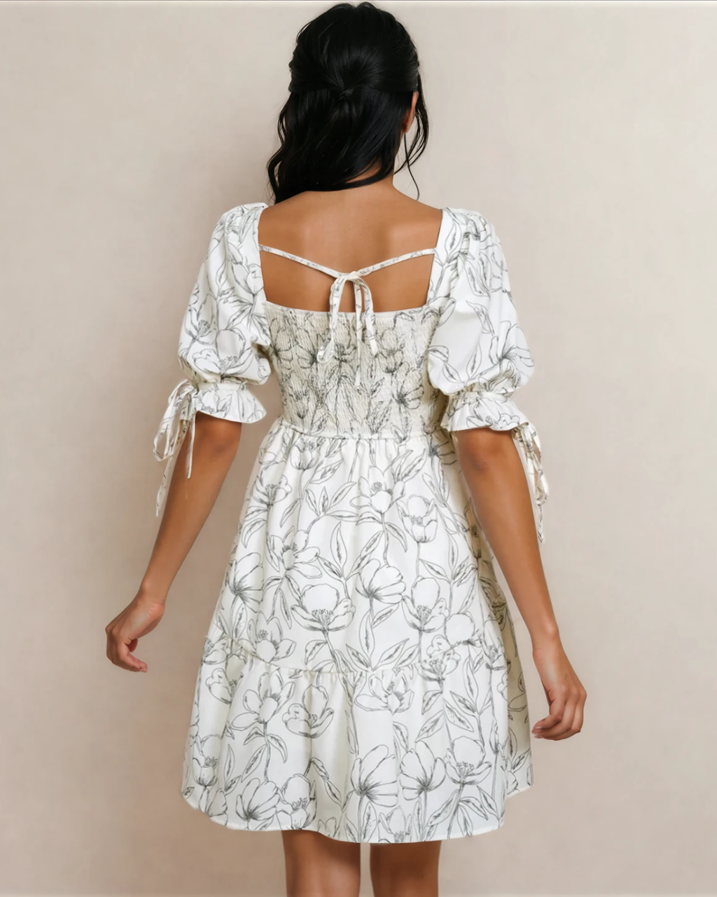 Cleo Square Neck Puff Sleeve Mini Dress – Floral & Authentic Luxe