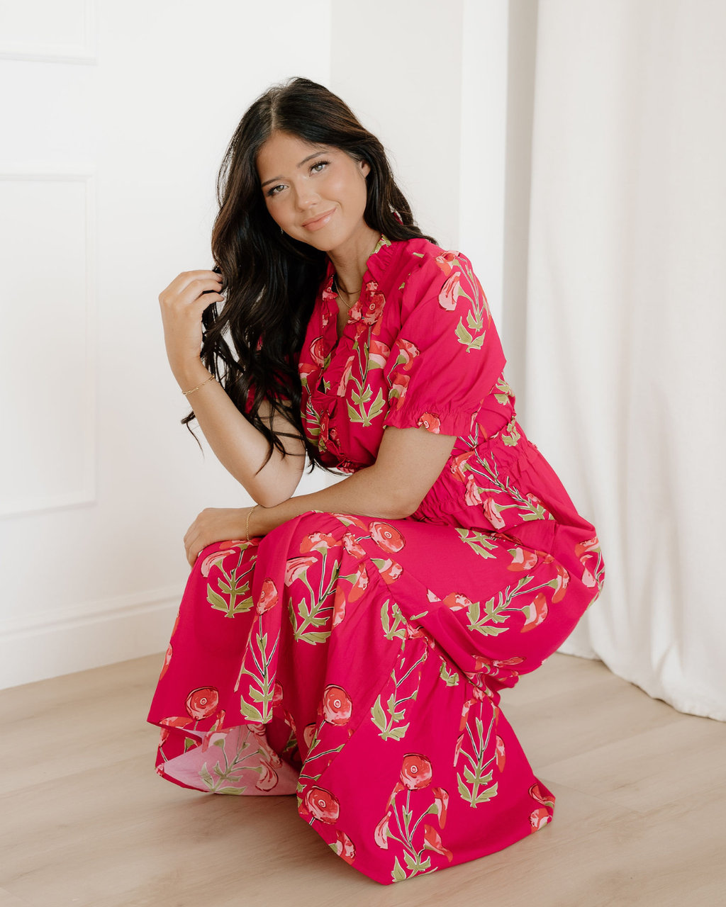 Neve Romantic Ruffle Floral Maxi Dress