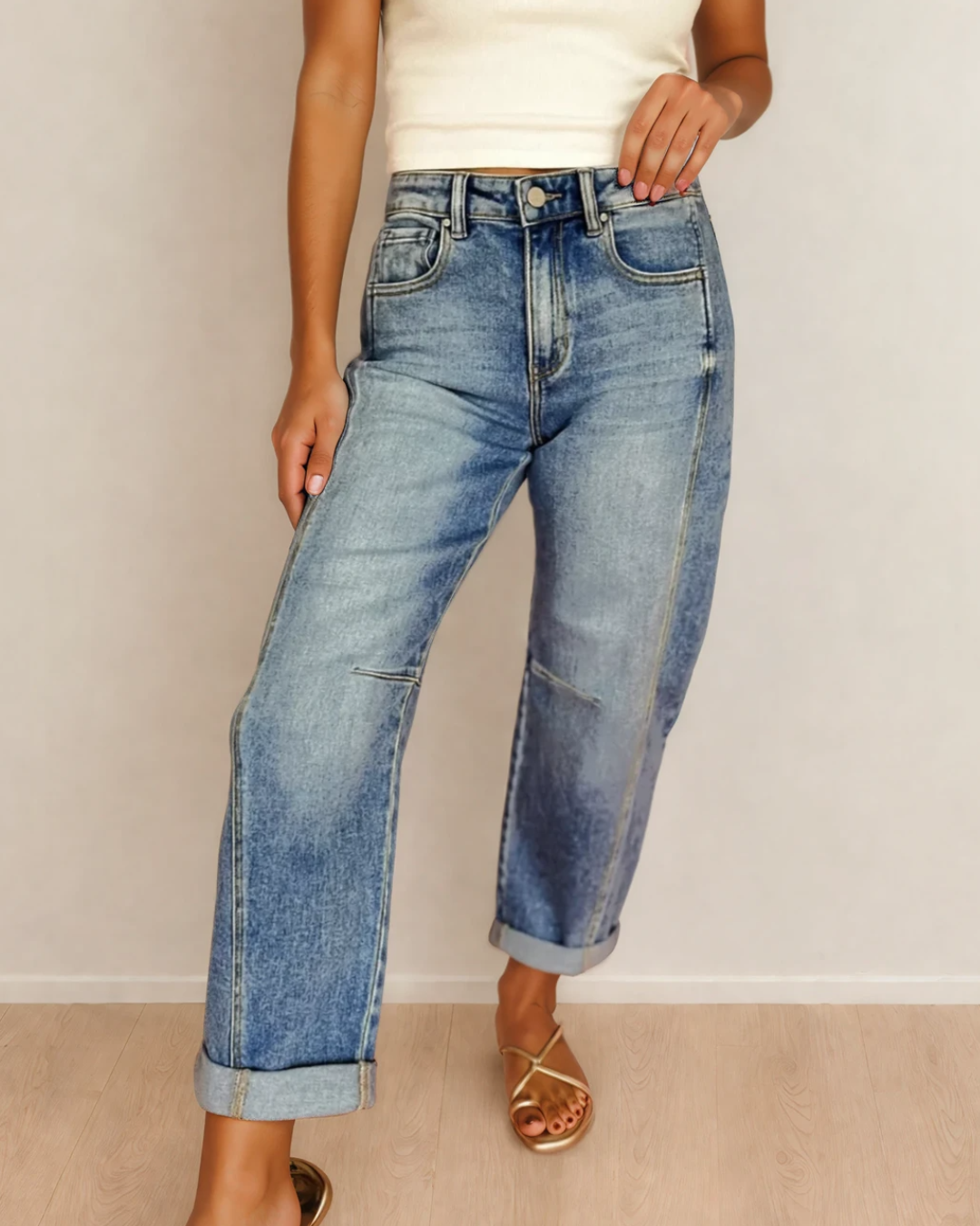 Blythe Vintage Washed Seam Detail Jeans Indie & Co.