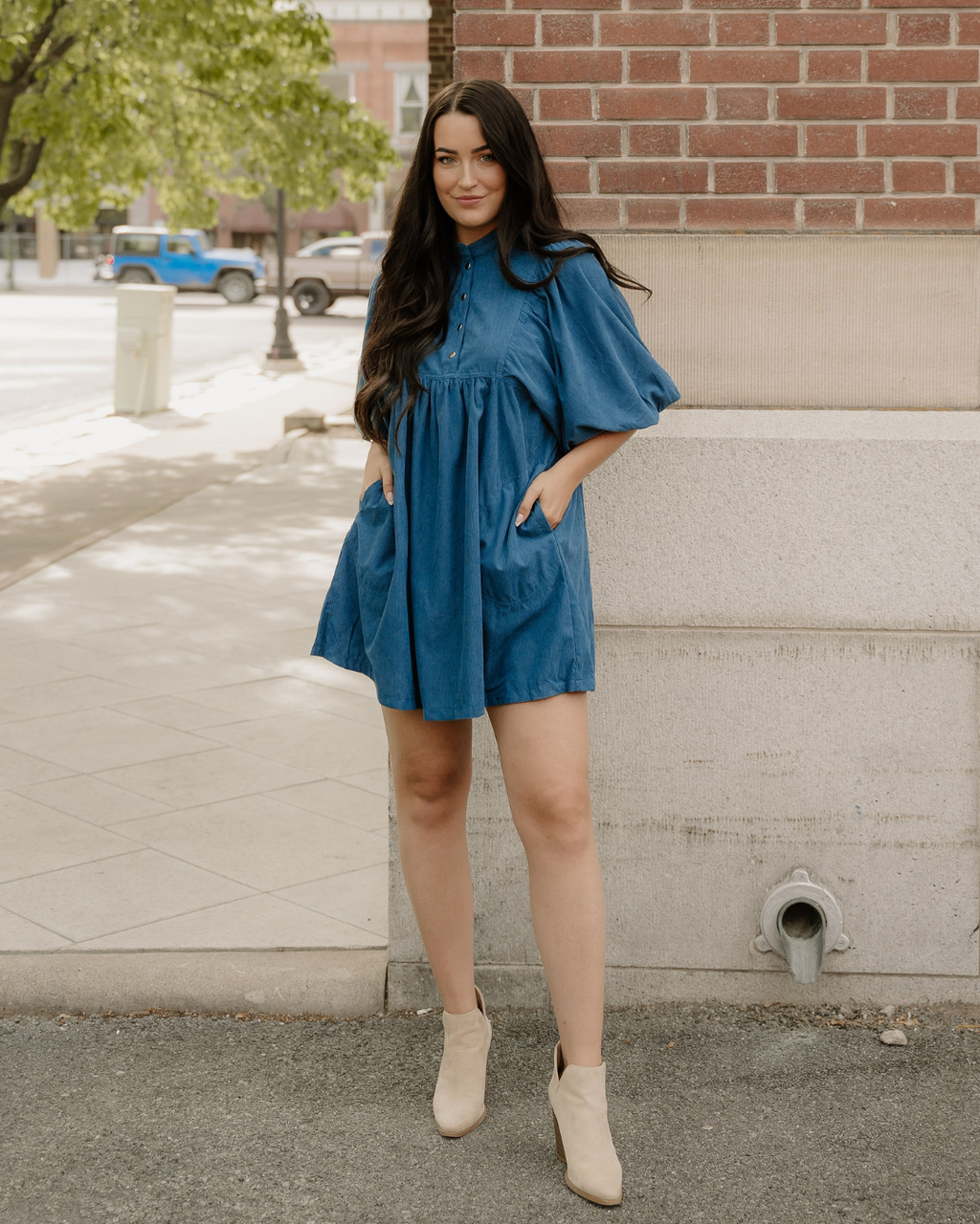 Sutton Corduroy Dress - Teal Indie & Co.