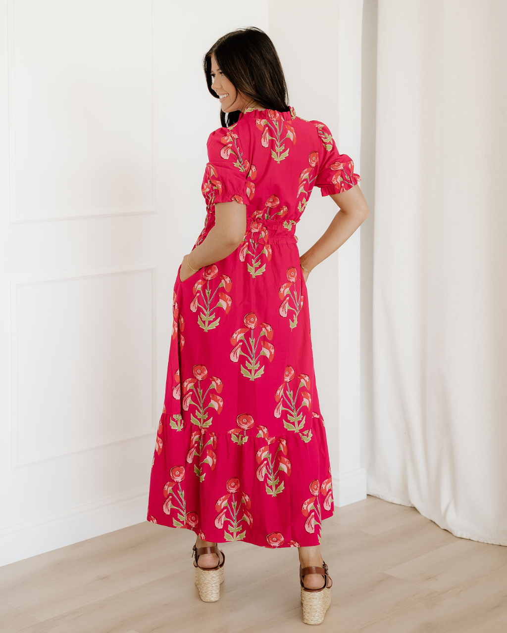 Neve Romantic Ruffle Floral Maxi Dress