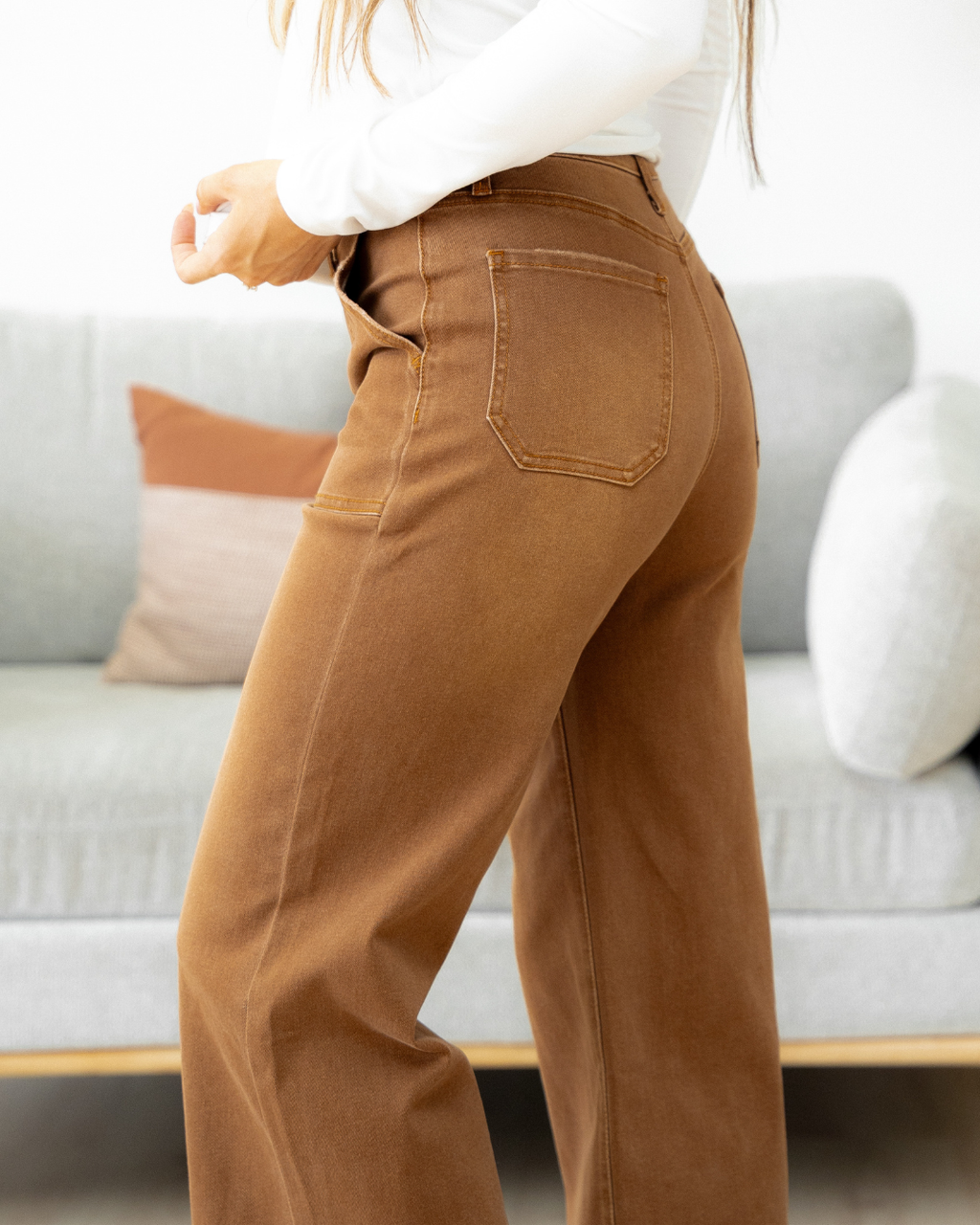 Willow Cropped High Rise Wide Leg Jeans – Earthy Breen