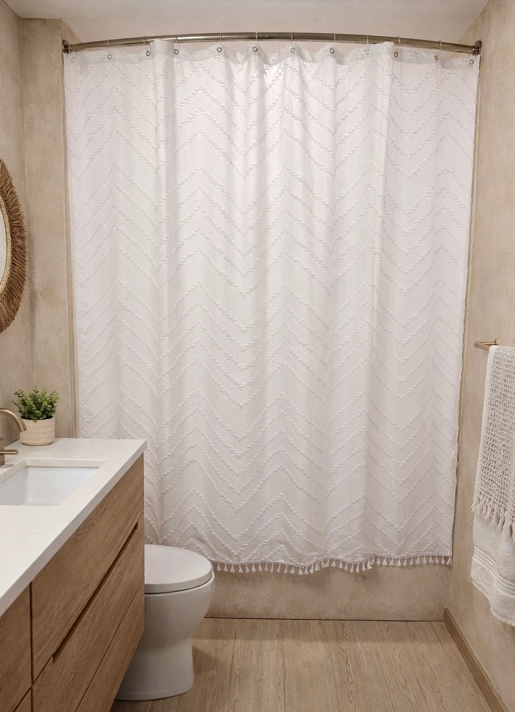 Capri Tufted Chevron Shower Curtain Busa Designs