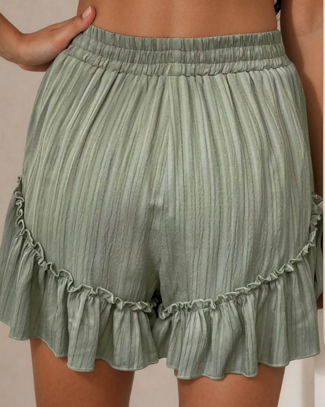 Dahlia Tie Waist Ruffle Hem Shorts Indie & Co.