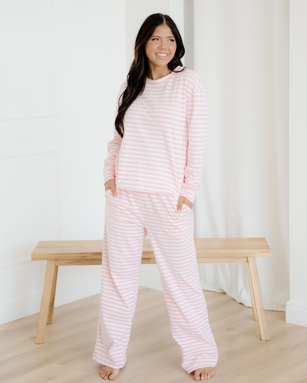 Thea Striped Drop Shoulder Loungewear Set