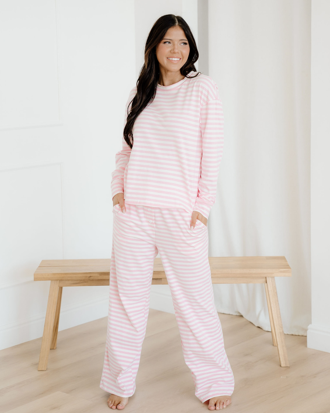 Thea Striped Drop Shoulder Loungewear Set