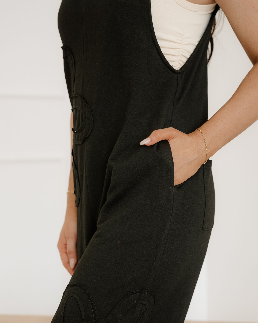 Zinnia Distressed Flower Patch Utility Jumper