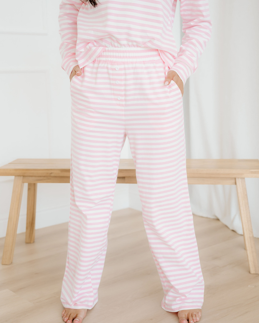 Thea Striped Drop Shoulder Loungewear Set