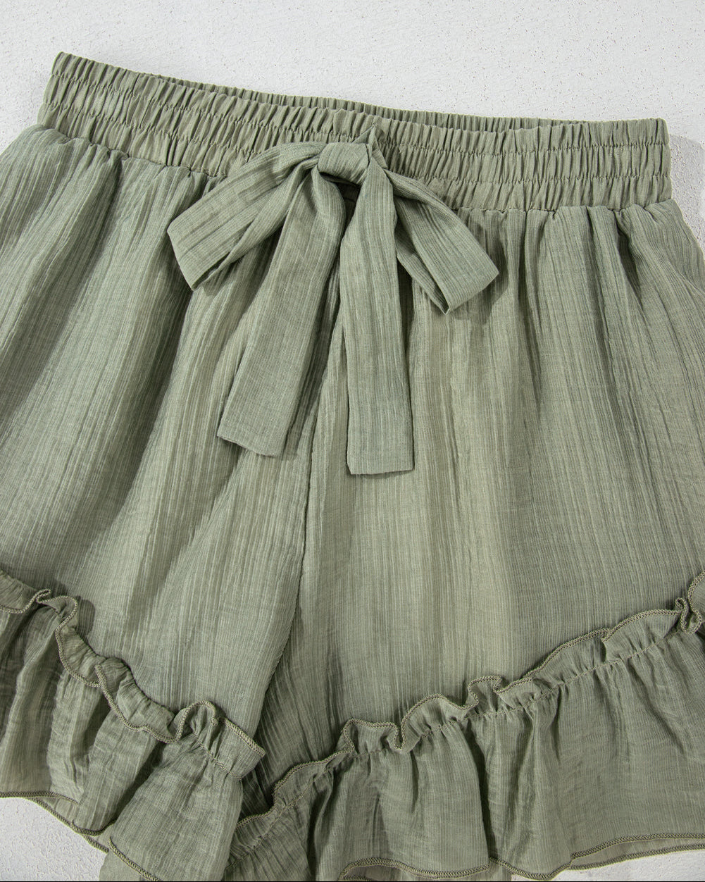 Dahlia Tie Waist Ruffle Hem Shorts Indie & Co.