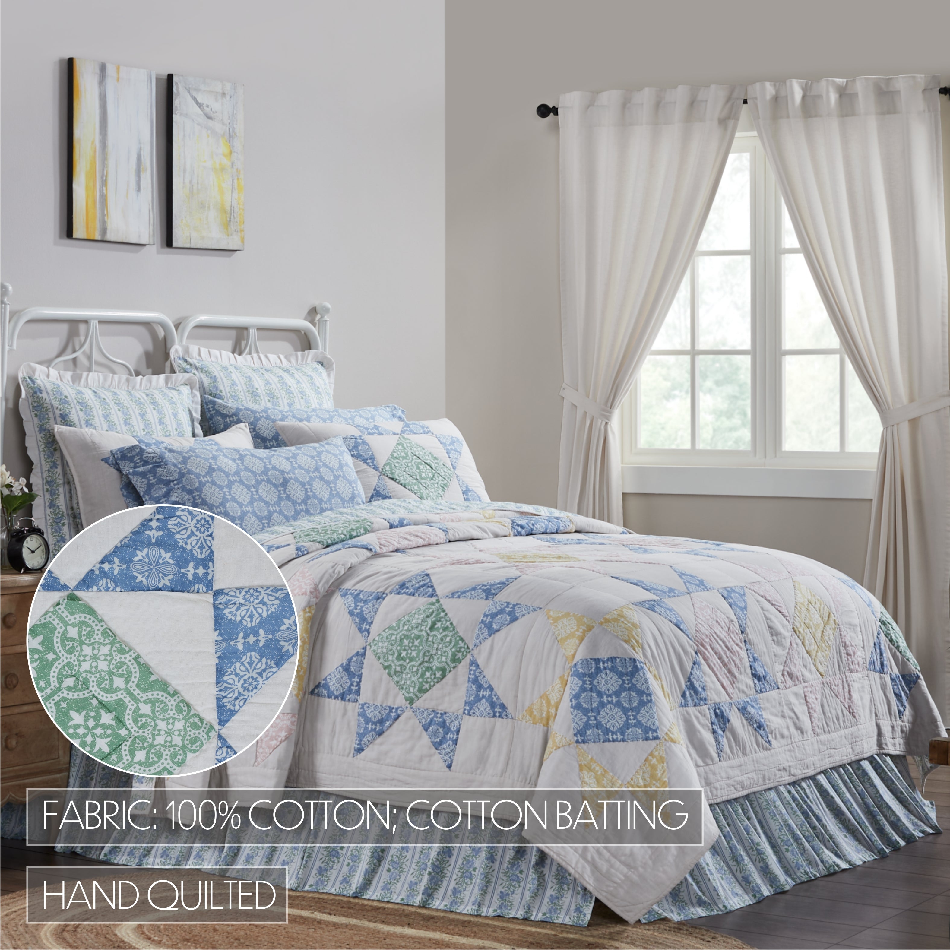 Jolie Blue Patchwork Bedding Set - Coastal Farmhouse Quilt & Shams VHC Brands