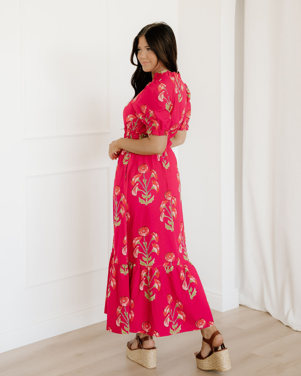 Neve Romantic Ruffle Floral Maxi Dress