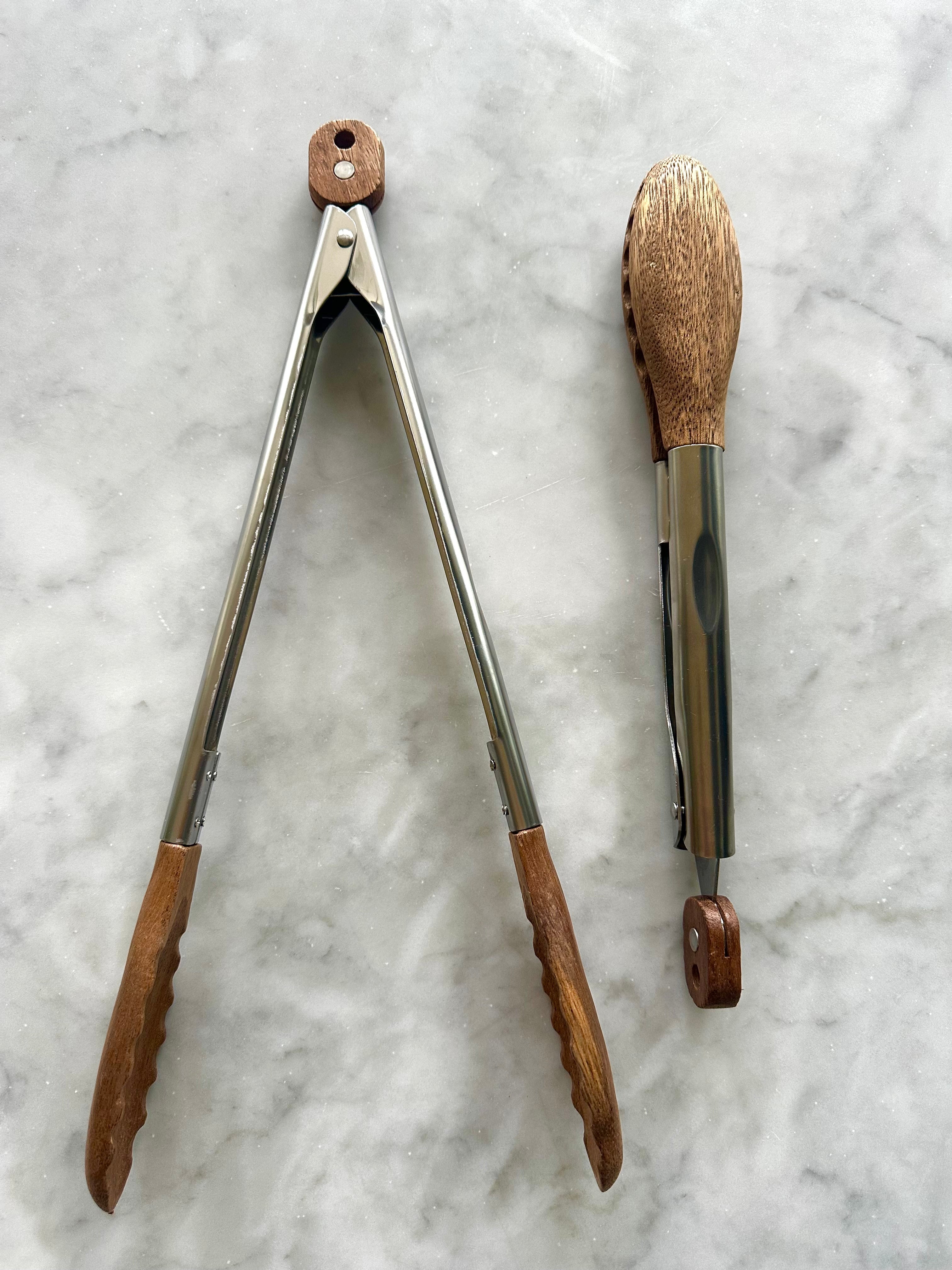 Carmel Acacia Wood Kitchen Tongs - 12" & 15" Set Busa Designs