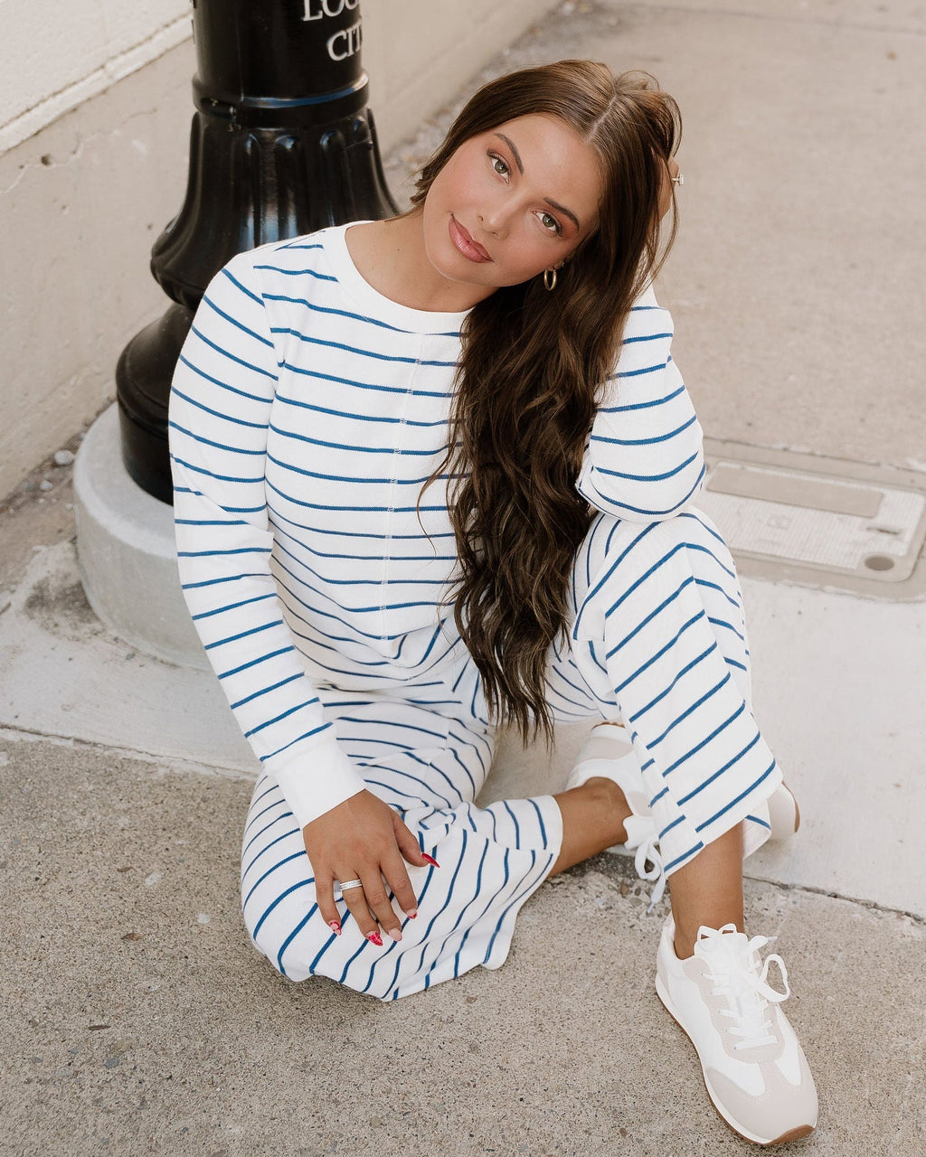 Sailer Striped Wide-Leg Loungewear Set