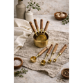 Montecito Acacia Wood & Gold Measuring Cups & Spoons Set Busa Designs