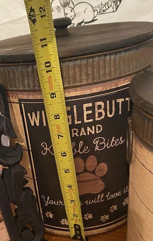 Wigglebutt Brand Rustic Metal Dog Treat Canister Set (2-Piece) Primitives by Kathy