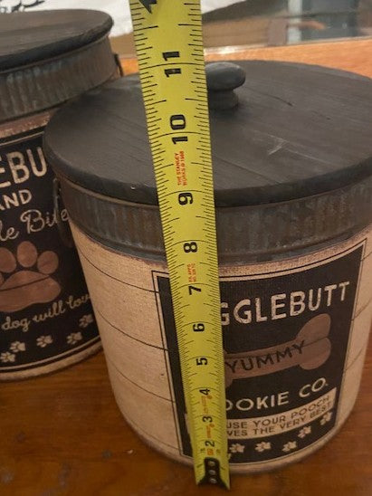 Wigglebutt Brand Rustic Metal Dog Treat Canister Set (2-Piece) Primitives by Kathy
