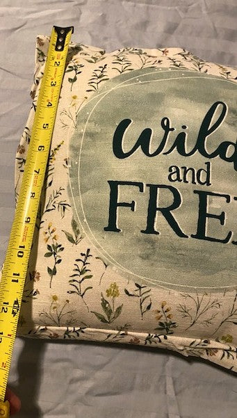 Wild and Free Floral Accent Pillow - Rustic Bohemian Home Decor Primitives by Kathy