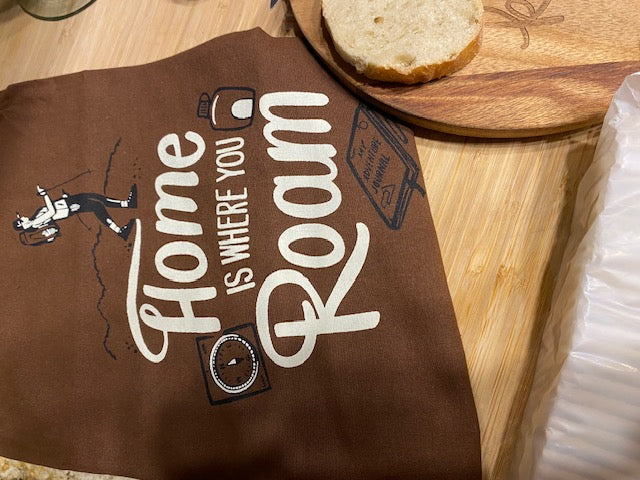 Home Is Where You Roam Vintage Tea Towel - Rustic Adventure Flour Sack Towel Primitives by Kathy