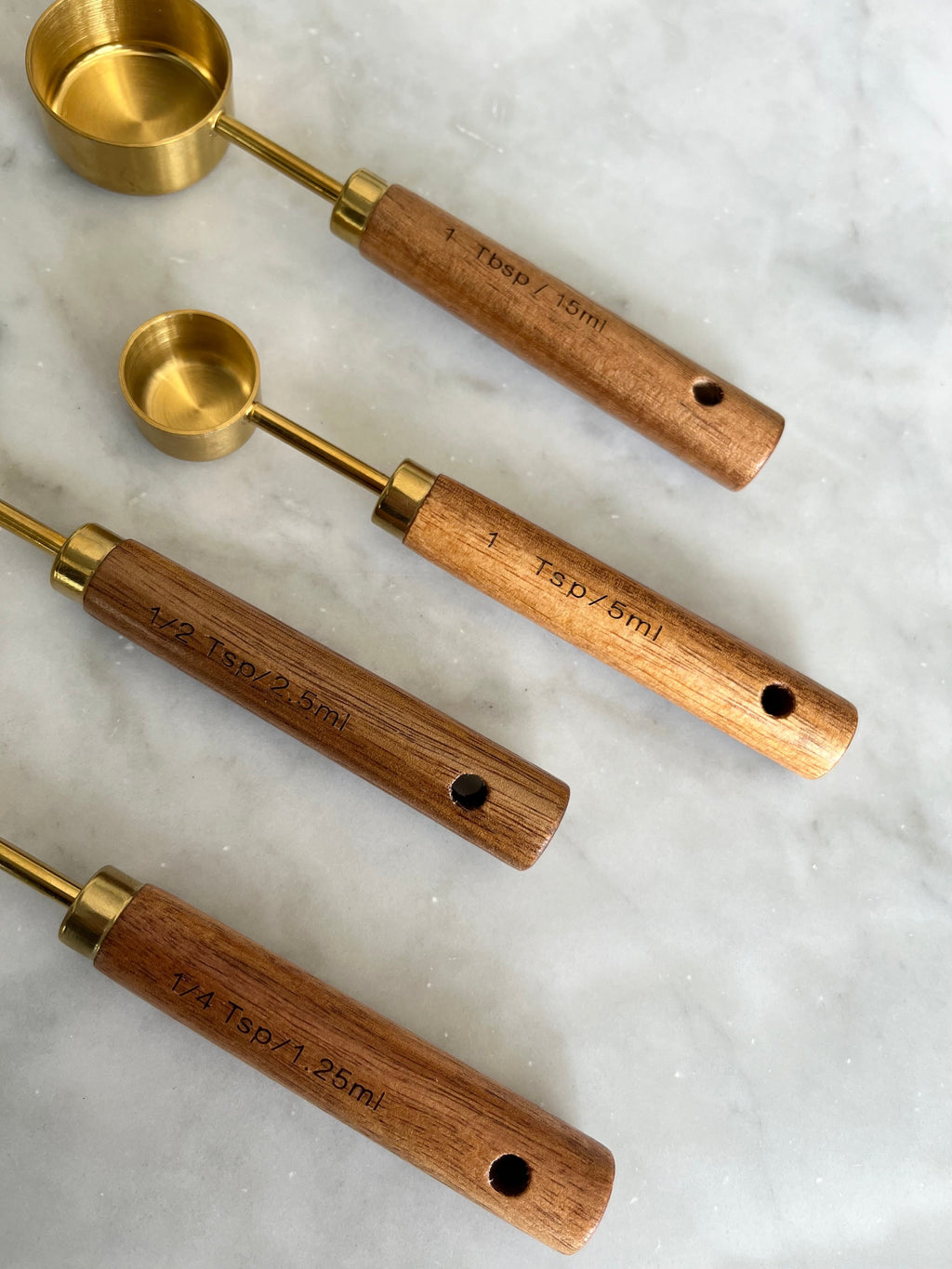 Montecito Acacia Wood & Gold Measuring Cups & Spoons Set Busa Designs