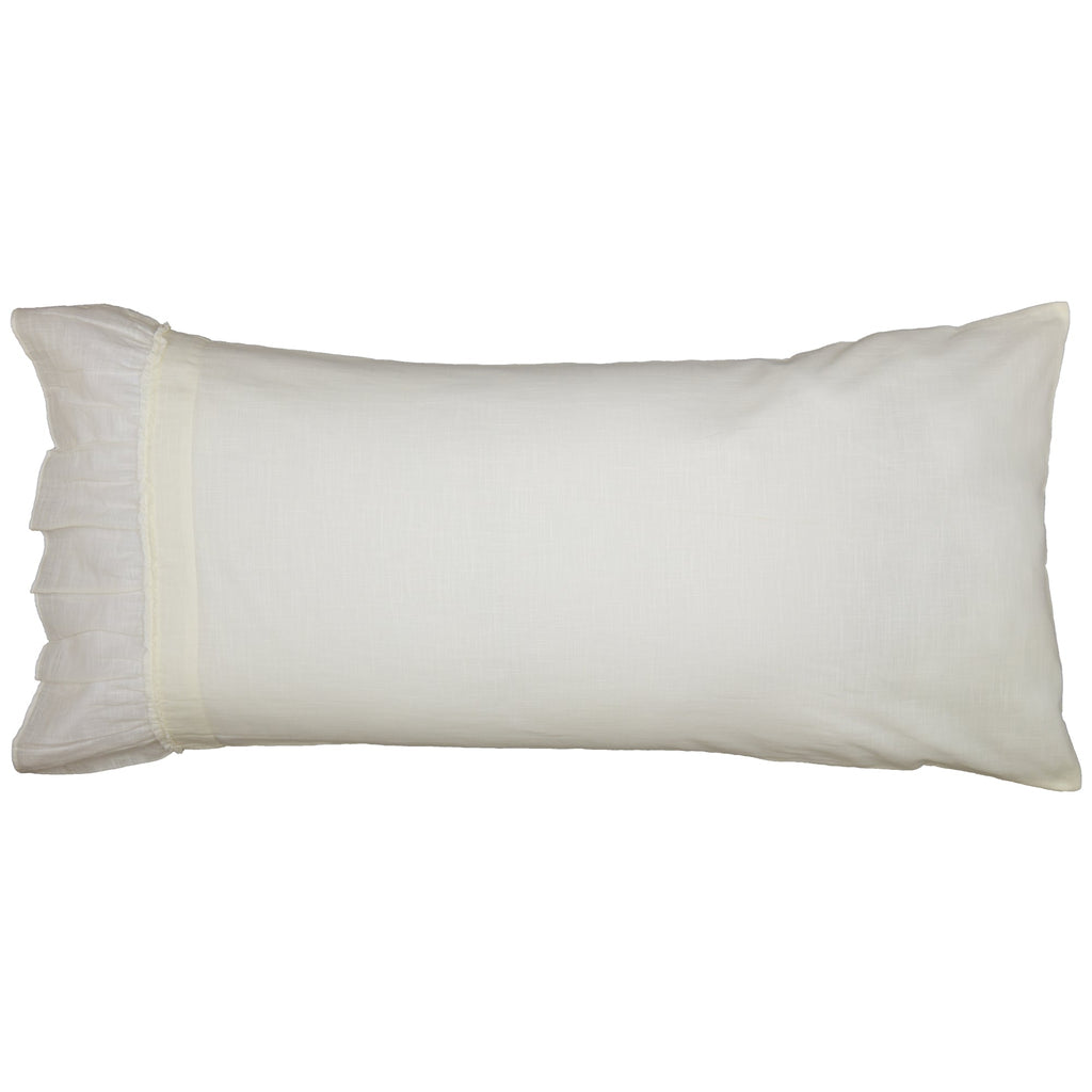 Kathryn Cream White Ruffled King Pillow Case Set of 2 VHC Brands