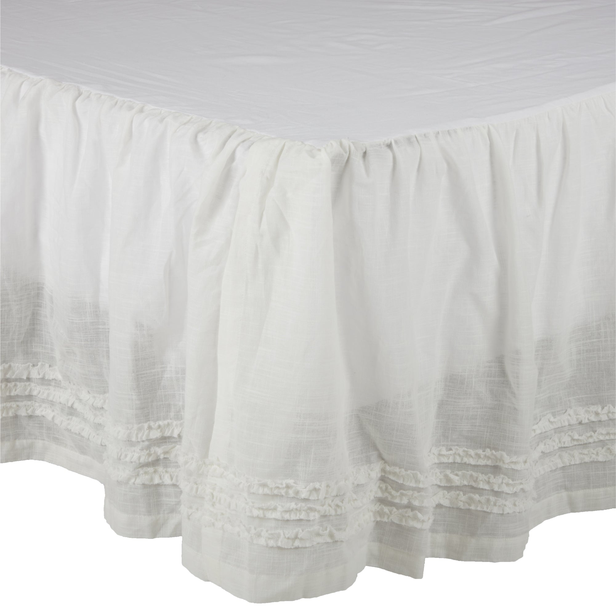 Kathryn Cream White Ruffled Bed Skirt - King (78" x 80" x 16") VHC Brands