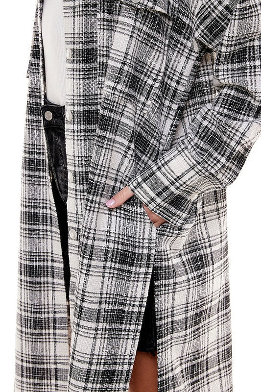 Oversized Long Plaid Shacket Fitkitty Culture Athleisure Wear, Yoga Wear & Women's Clothing