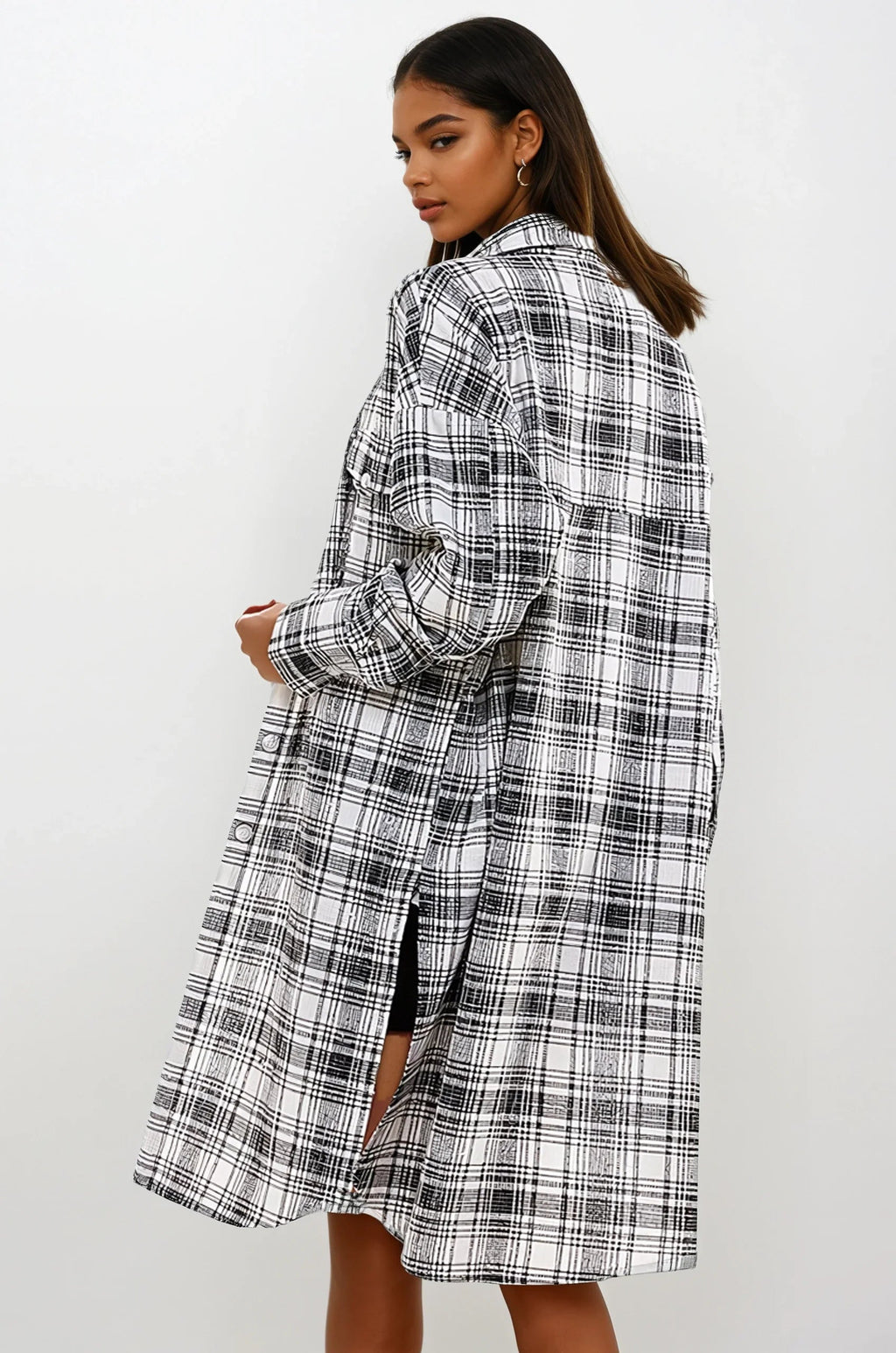 Oversized Long Plaid Shacket Fitkitty Culture Athleisure Wear, Yoga Wear & Women's Clothing