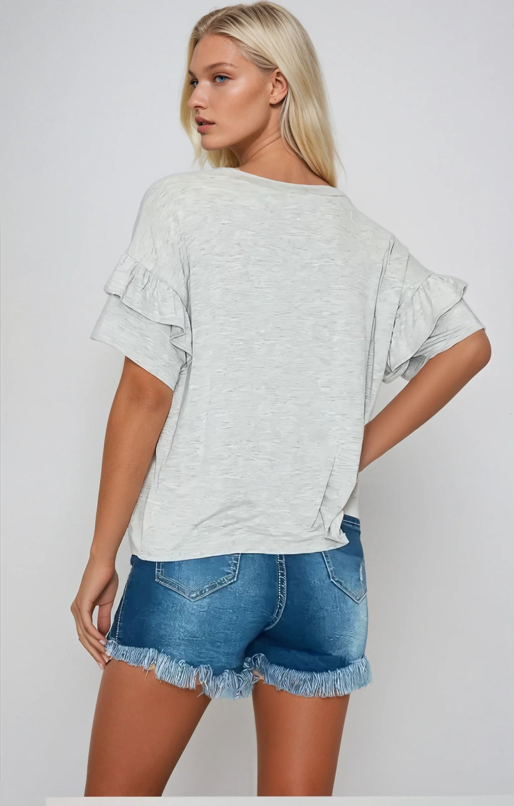 Effortless Charm Ruffle Sleeve Tee Fitkitty Culture Athleisure Wear, Yoga Wear & Women's Clothing