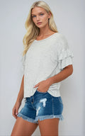 Effortless Charm Ruffle Sleeve Tee Fitkitty Culture Athleisure Wear, Yoga Wear & Women's Clothing