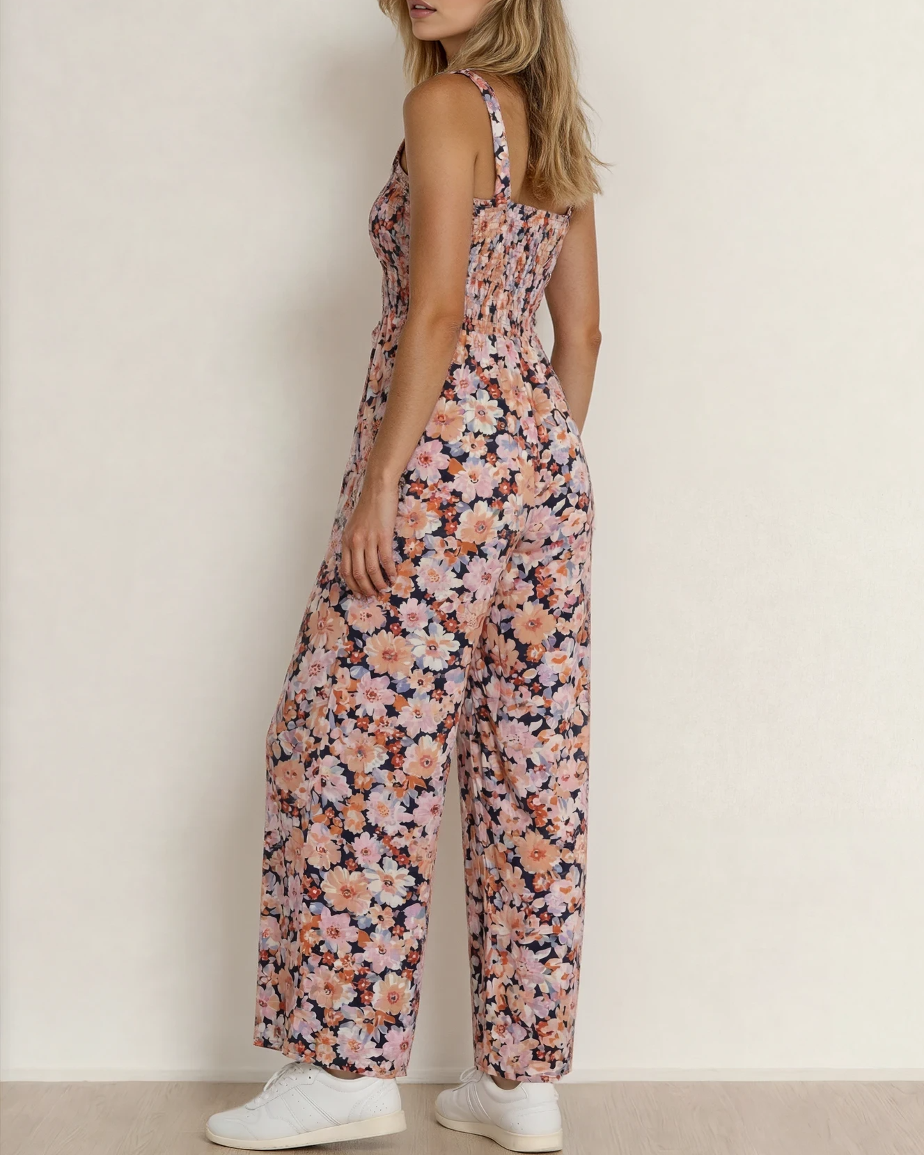 Angelica Square Neck Floral High-Waist Jumpsuit