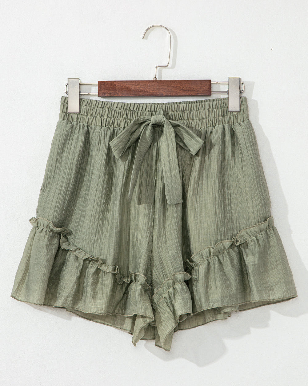 Dahlia Tie Waist Ruffle Hem Shorts Indie & Co.
