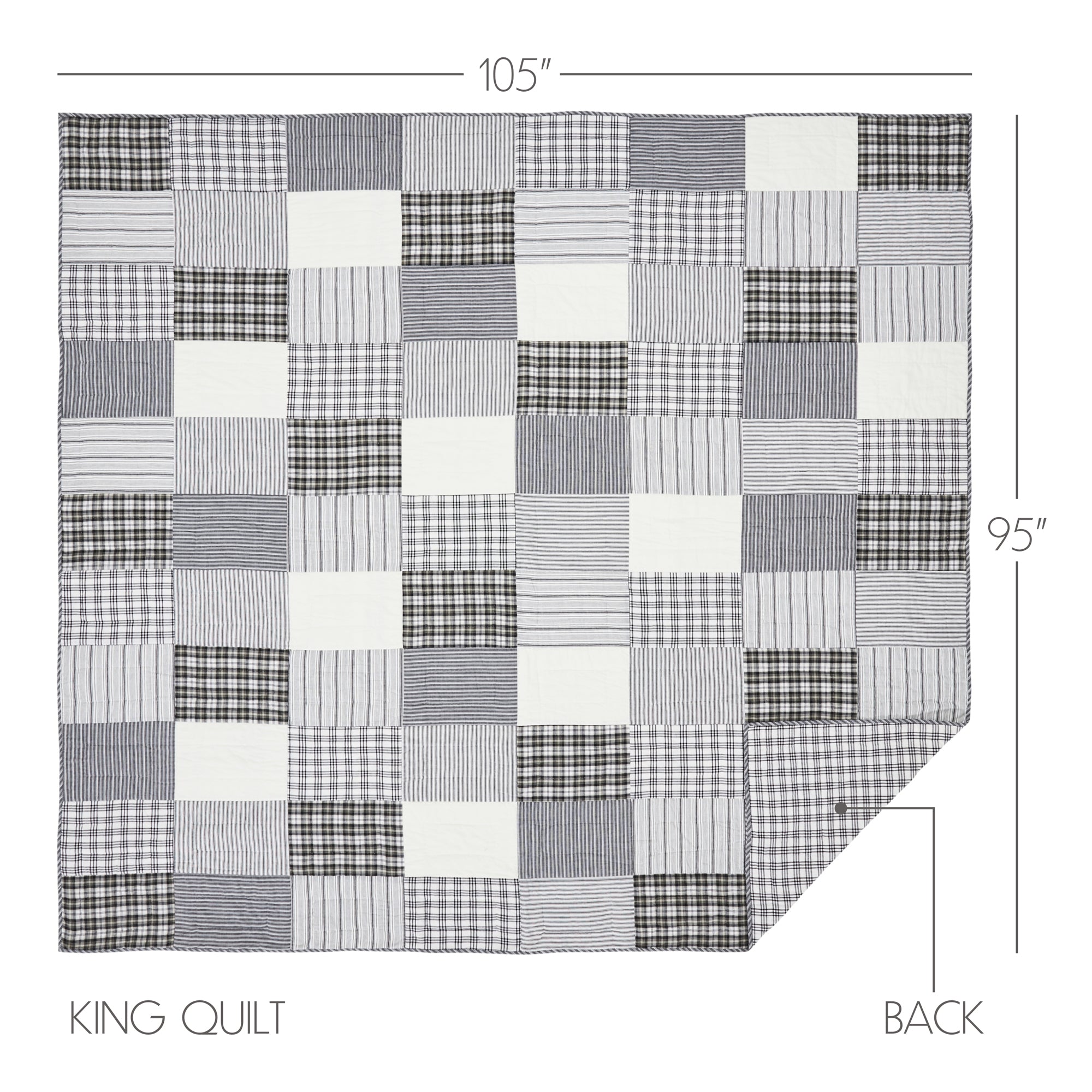 Sawyer Mill Charcoal Patchwork & Stripe Bedding Bundle