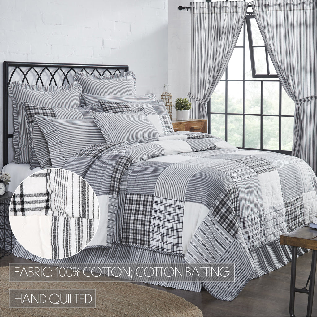 Sawyer Mill Charcoal Patchwork & Stripe Bedding Bundle