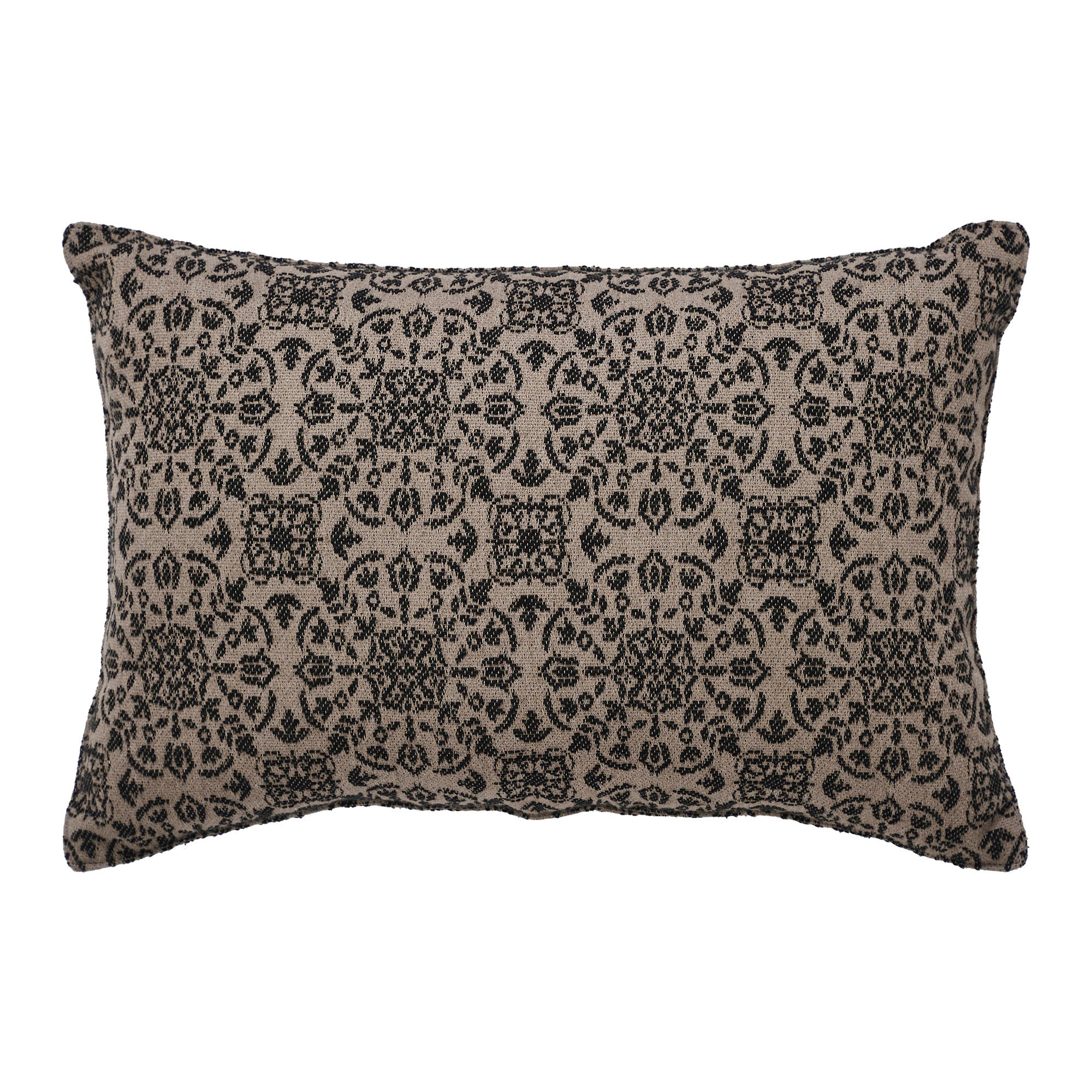VHC Black & Tan Jacquard Lumbar Pillow 9.5" x 14" | Primitive Farmhouse Accent Pillow