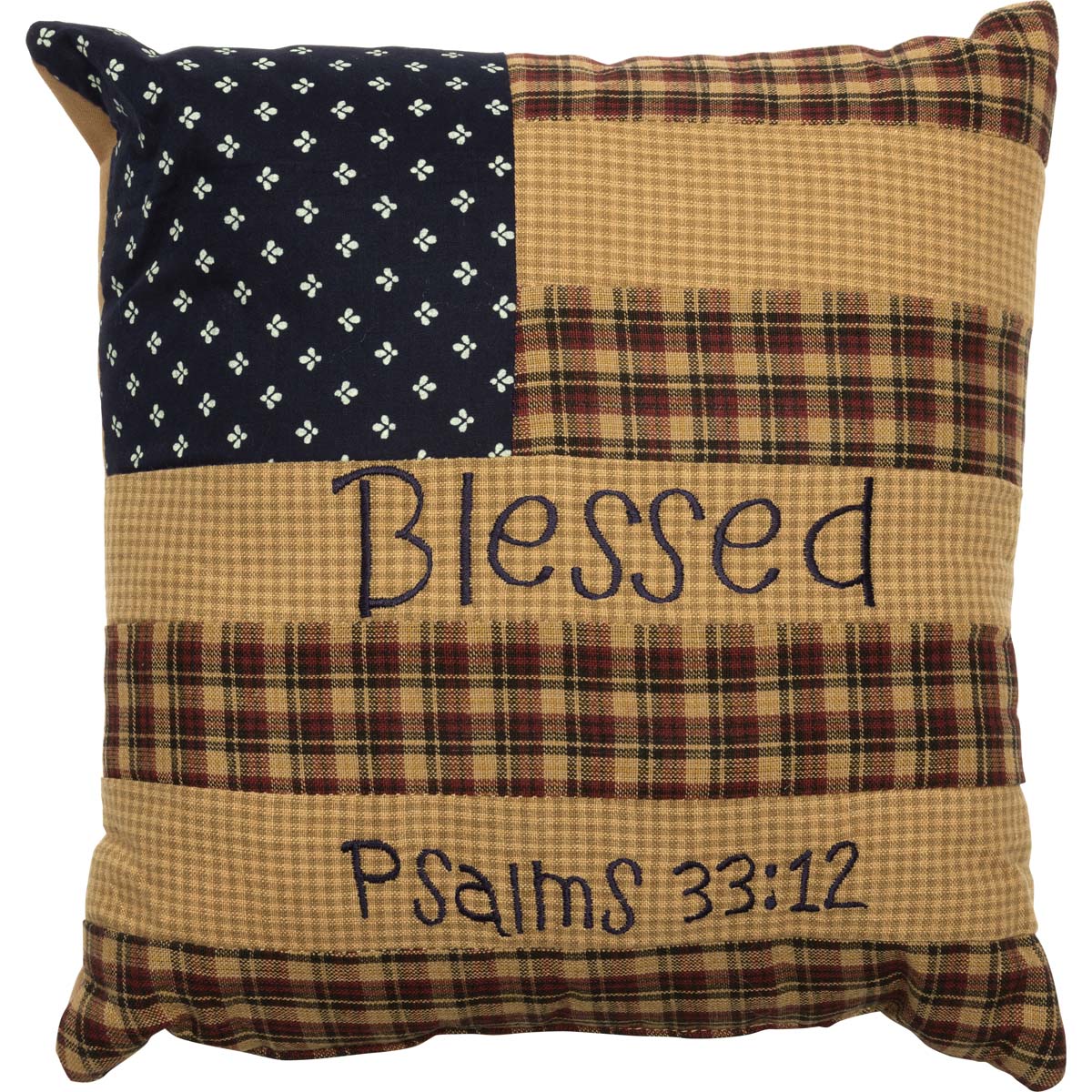 Blessed Patriotic Primitive Flag Pillow (10x10)