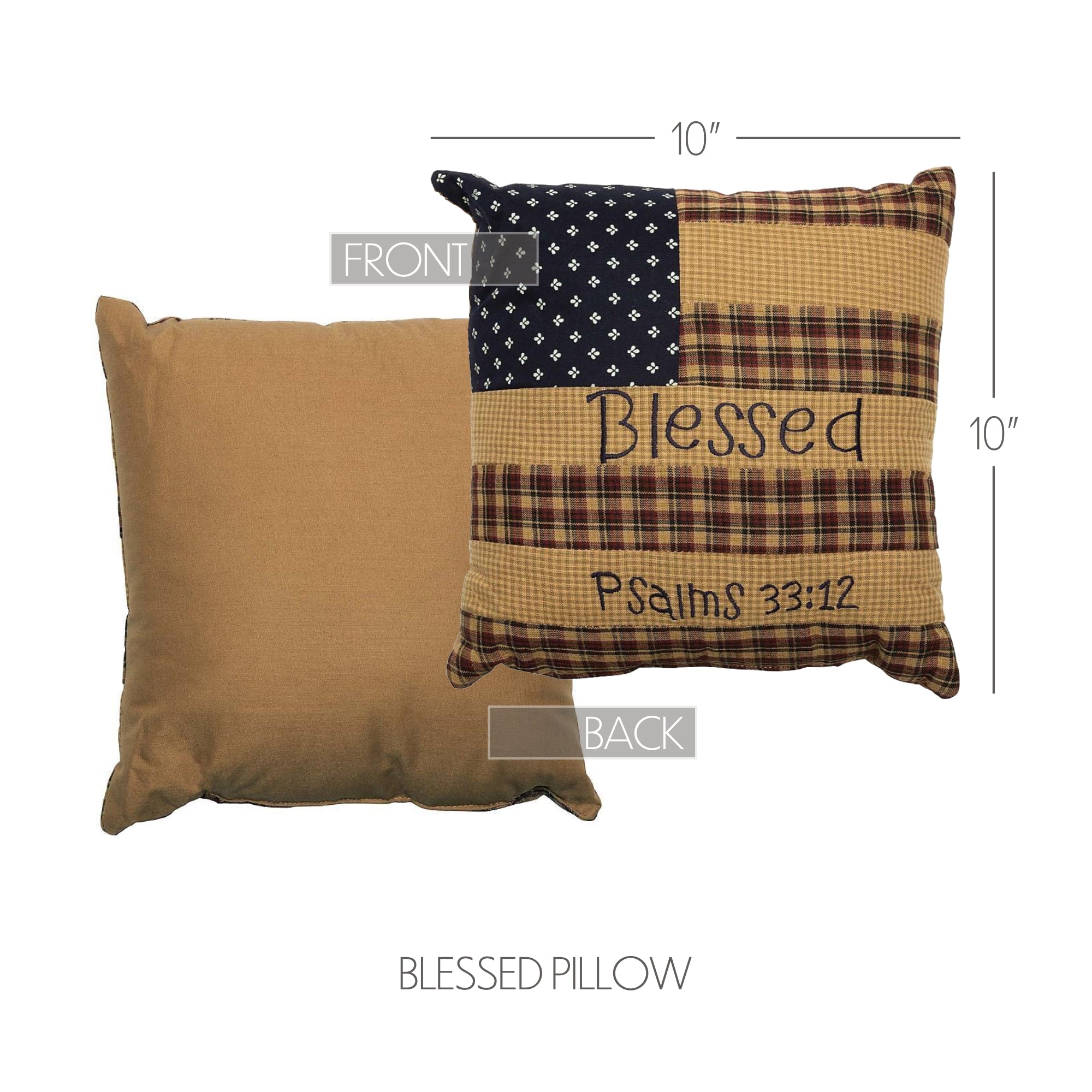 Blessed Patriotic Primitive Flag Pillow (10x10)