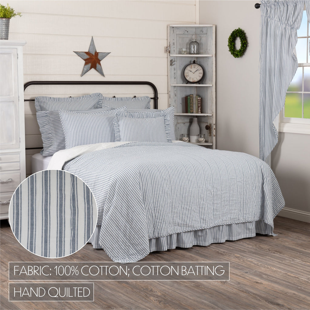 Sawyer Mill Blue Ticking Stripe Quilt Coverlet Set VHC Brands